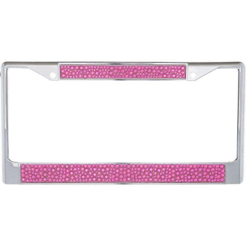 Premium Chrome Mix Hot Pink Bling Crystal Diamond License Plate Frame for Car