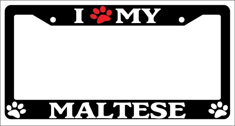Black License Plate Frame I Heart My Maltese (Paw) Auto Accessory 462  Mod-GRAPH9856236-1211