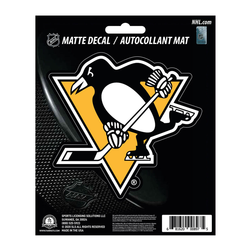 NHL Pittsburgh Penguins Decal Matte 5"X6.25" Auto Boat Cooler Luggage