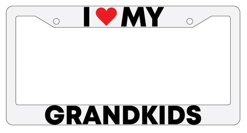 I Heart My Grandkids White Plastic License Plate Frame  Mod-GRAPH9856236-190