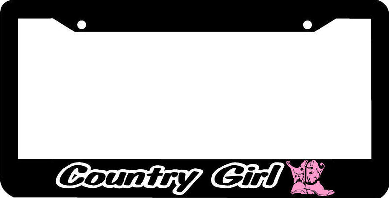 COUNTRY GIRL western cowboy boots pink License Plate Frame