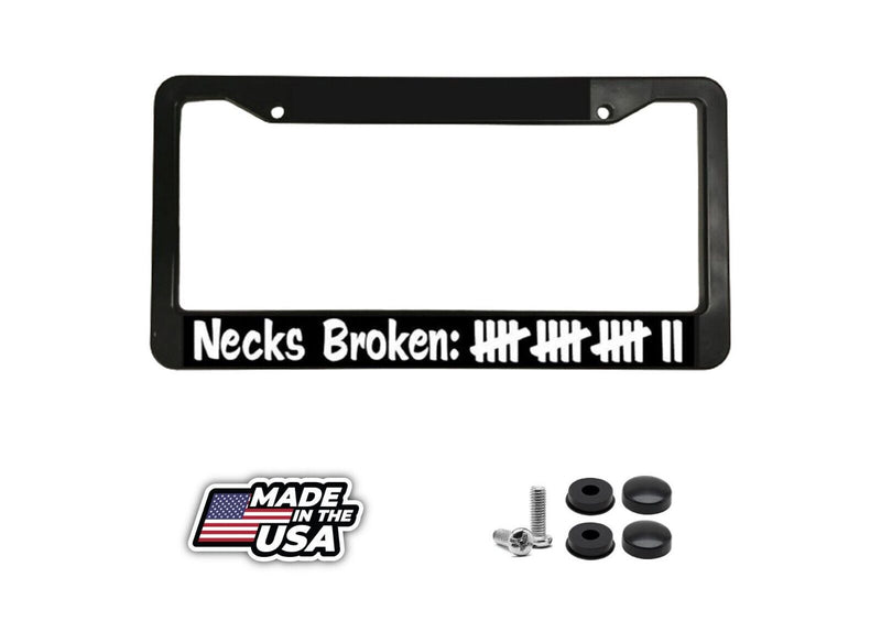 Necks Broken v8 Hellcat JDM Drift Turbo Drag Import Race Car License Plate Frame