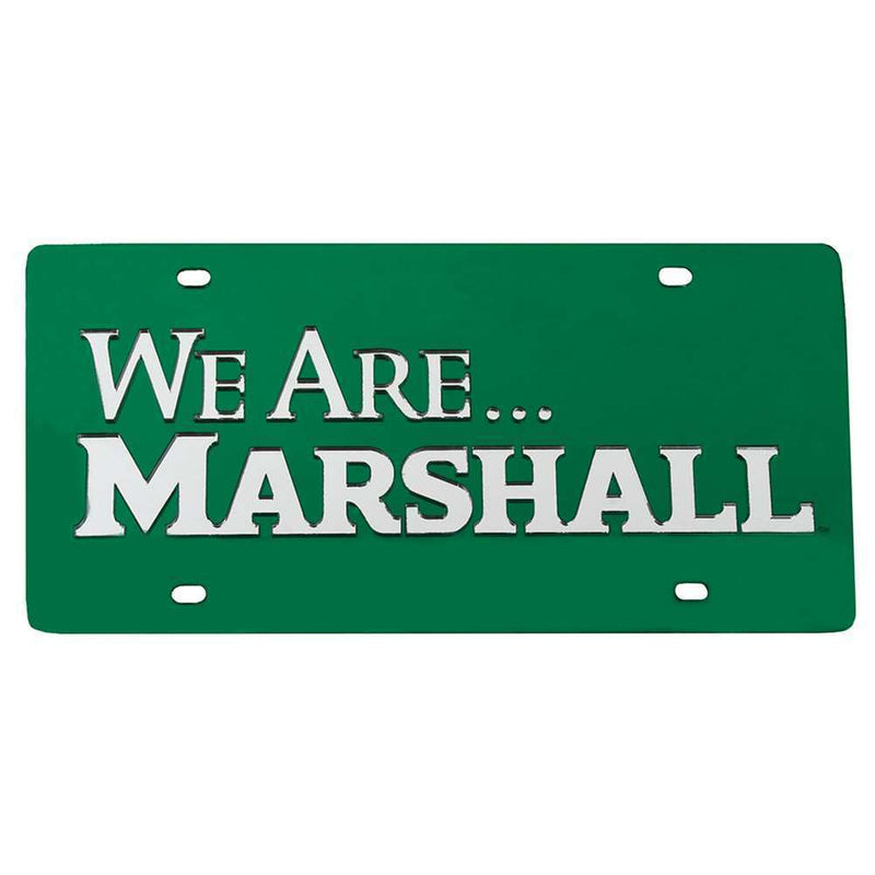 NCAA Marshall Inlaid Acrylic License Plate - We Are - Green