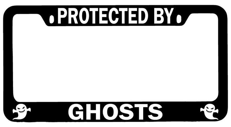 Protected By Ghosts Black METAL License Plate Frame Auto  Mod-GRAPH9856236-7850