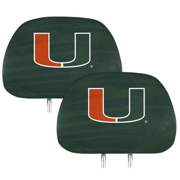 NCAA Miami Hurricanes New 2-Piece Printed Headrest Covers