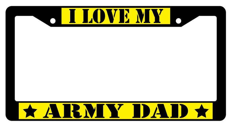 Black License Plate Frame I LOVE MY ARMY DAD (YELLOW) Auto Accessory  Mod-GRAPH9856236-3637