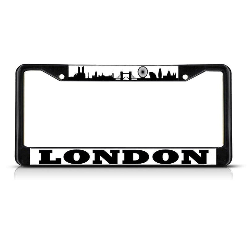 LONDON FLAG Black Heavy Duty Metal License Plate Frame Border