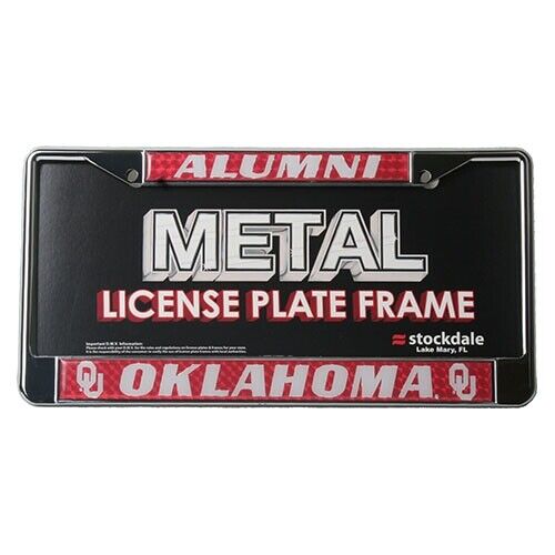 NCAA Oklahoma Sooners Alumni Metal License Plate Frame W/domed Insert - Crimson Backg