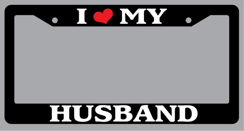 Black License Plate Frame "I Heart My Husband" Auto Accessory Novelty  Mod-GRAPH9856236-1533