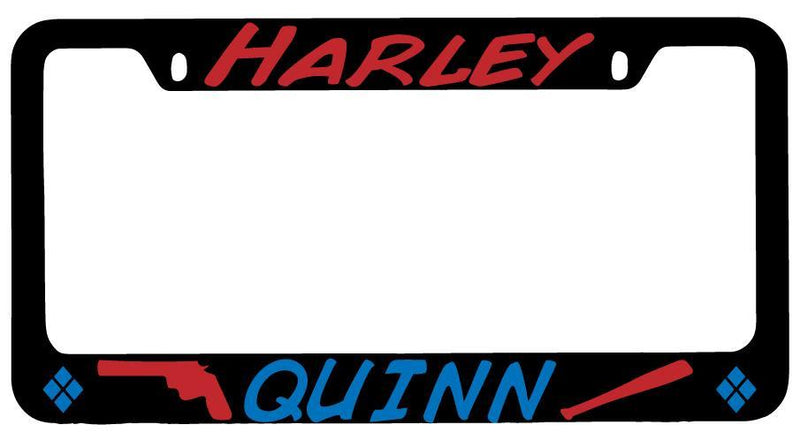 Harley Quinn (Gun/Bat Blue And Maroon) Black METAL License Plate Frame  Mod-GRAPH9856236-9670