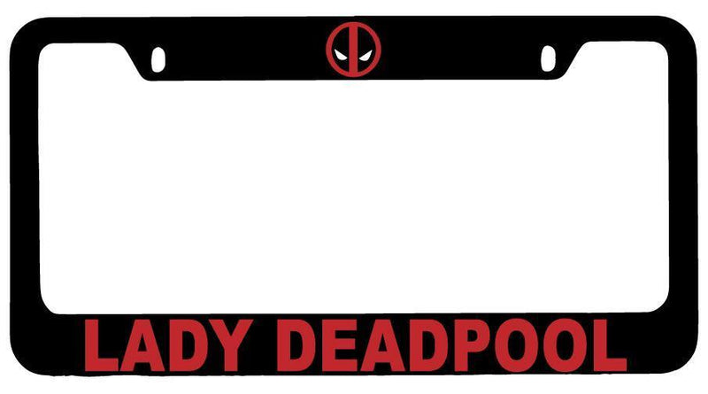 Black METAL Lady For Deadpool (DESIGN 1) License Plate Frame Auto Accessory For Deadpool  Mod-GRAPH9856236-9178