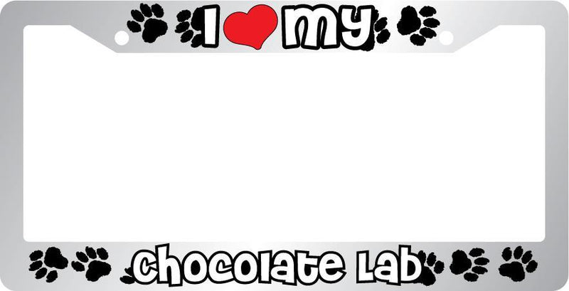 Chrome License Plate Frame I Heart My Chocolate Lab Auto Accessory PETICULAR  Mod-GRAPH9856236-6630