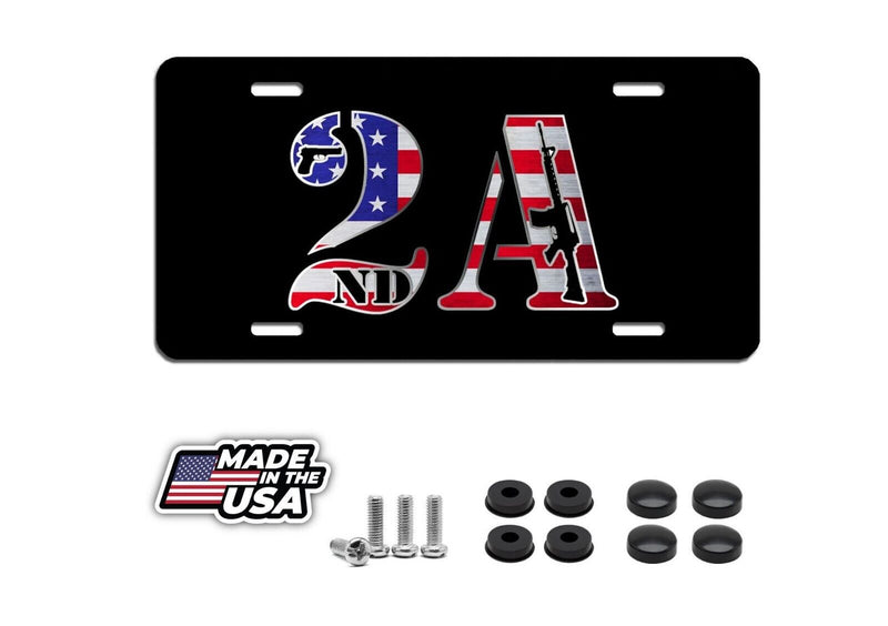 2nd Amendment Flag aluminum vanity license plate car truck SUV black tag