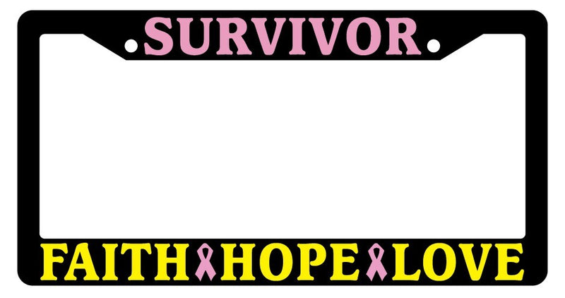 Black License Plate Frame Survivor Faith Hope Love Auto Accessory 761  Mod-GRAPH9856236-3243