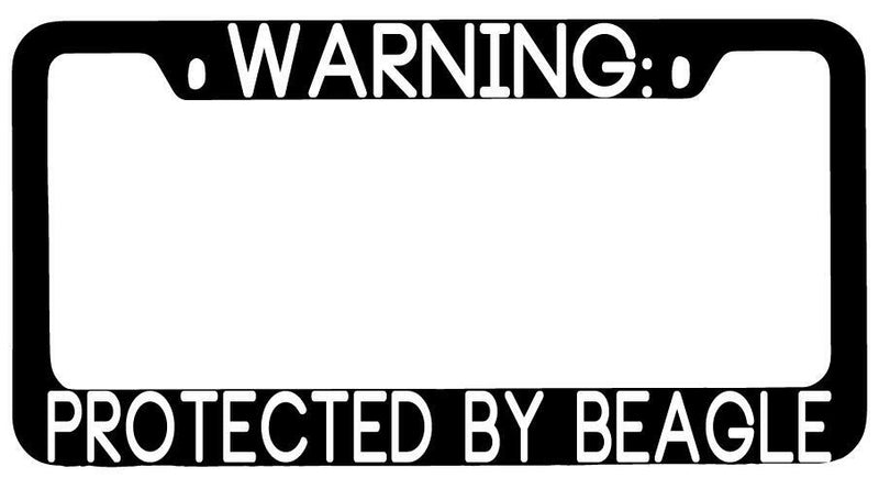 Warning Protected By Beagle Black METAL License Plate Frame Auto  Mod-GRAPH9856236-9338