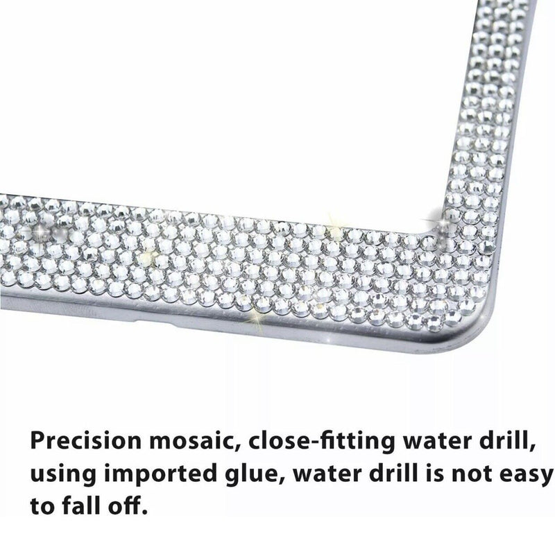 2 LUXURY Made with CLEAR SWAROVSKI CRYSTAL Metal License Plate Frame Cap BLING