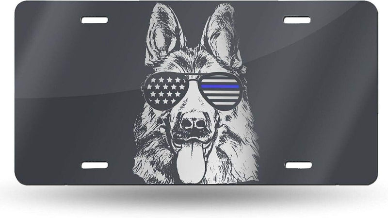 K9 Police American Flag German Shepherd Thin Blue Line Novelty License Plate