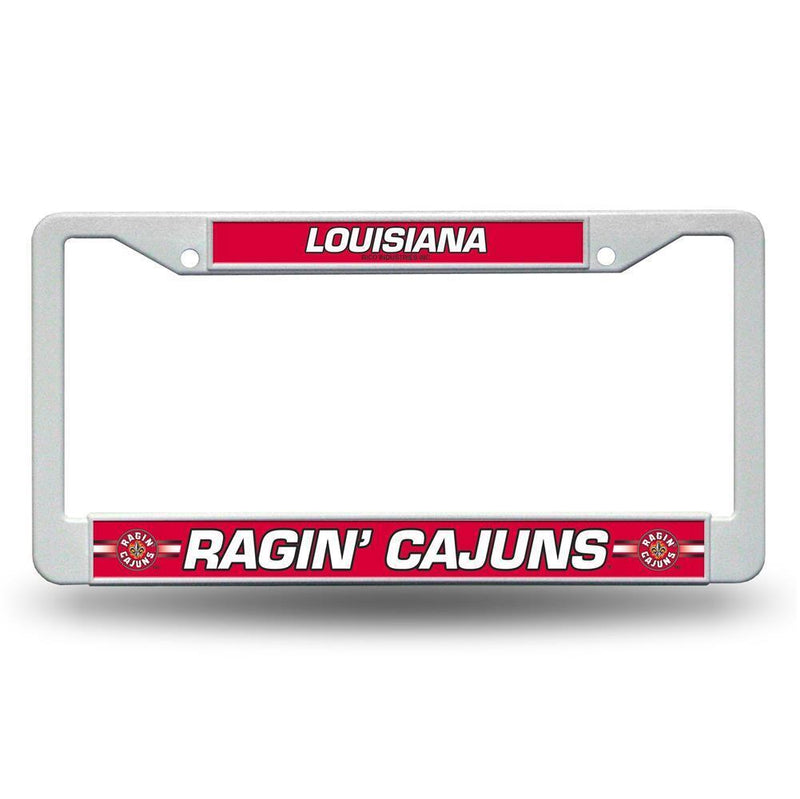 NCAA Louisiana Lafayette Ragin Cajuns  White Plastic License Plate Frame