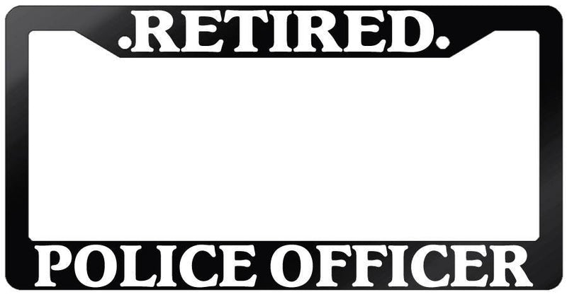 Glossy Black License Plate Frame RETIRED POLICE OFFICER Auto Accessory  Mod-GRAPH9856236-7578