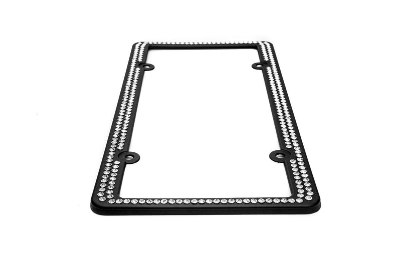 Swarovski Clear Crystal Bling license plate frame Inlay Black Frame+Screw Caps