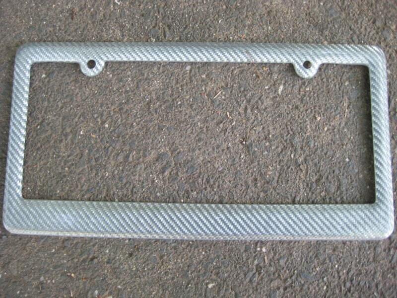 Real 100% Silver Carbon Fiber license plate frame cover original 3k twill