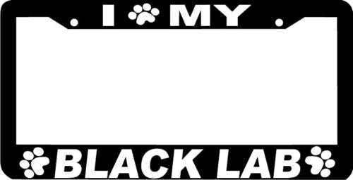 BLACK LAB DOG paw print License Plate Frame