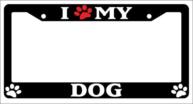 Black License Plate Frame I Heart My Dog (Paw) Auto Accessory Novelty  Mod-GRAPH9856236-1161