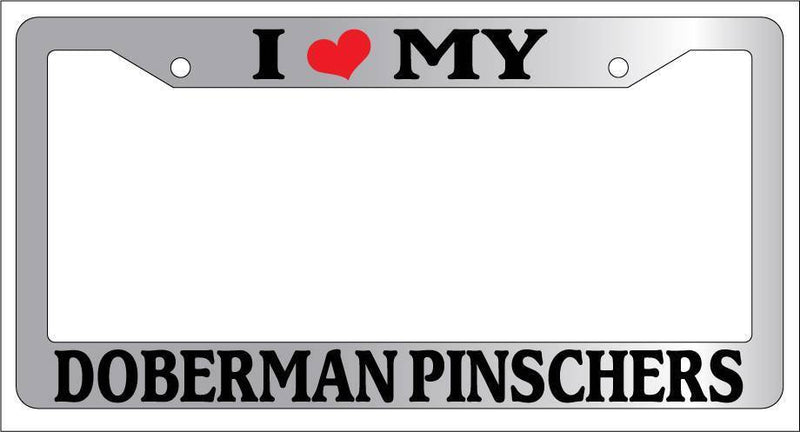 Chrome License Plate Frame I Heart My Doberman Pinschers Auto Accessory 379  Mod-GRAPH9856236-5477