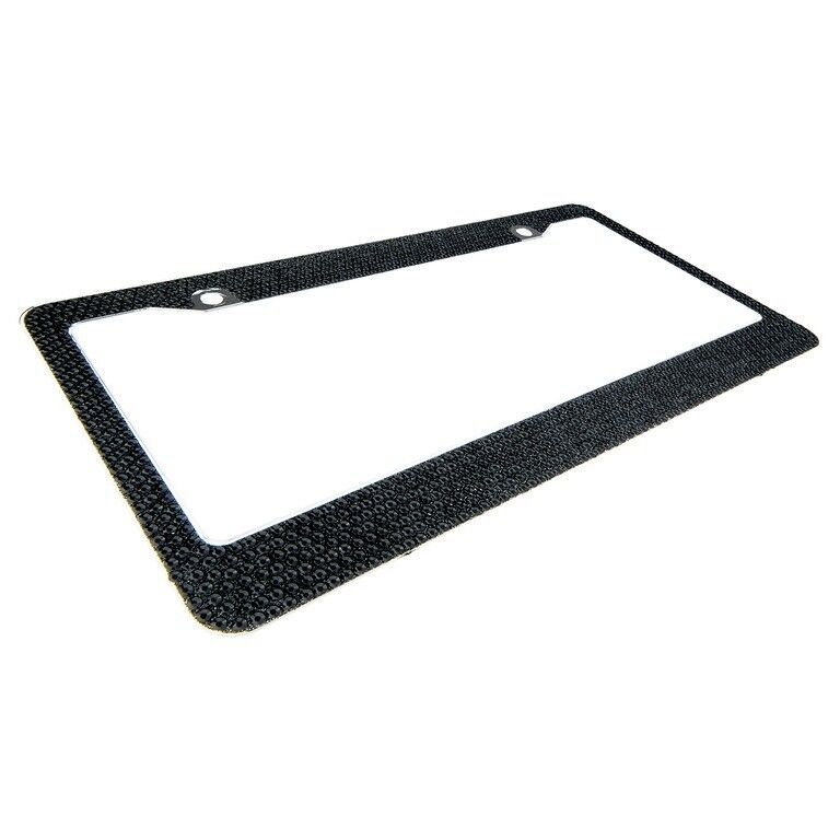 Black Diamond Bling Glitter Crystal Rhinestone Metal US Car License Plate Frame v3