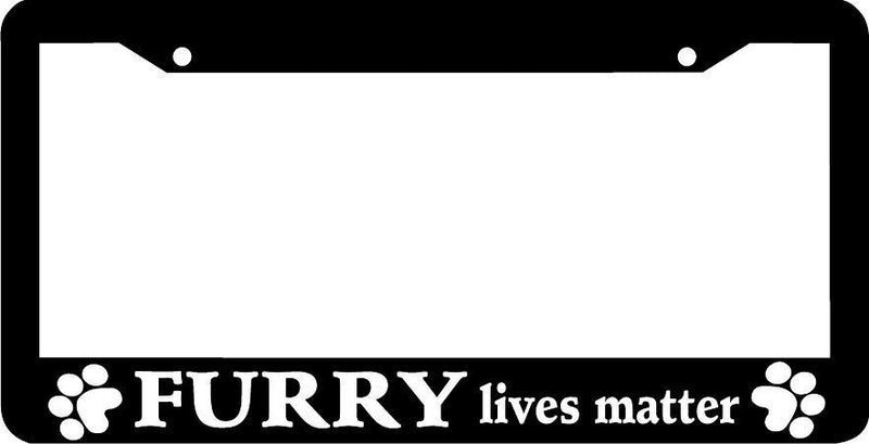 FURRY LIVES MATTER pet cat meow woof paw print funny dog License Plate Frame