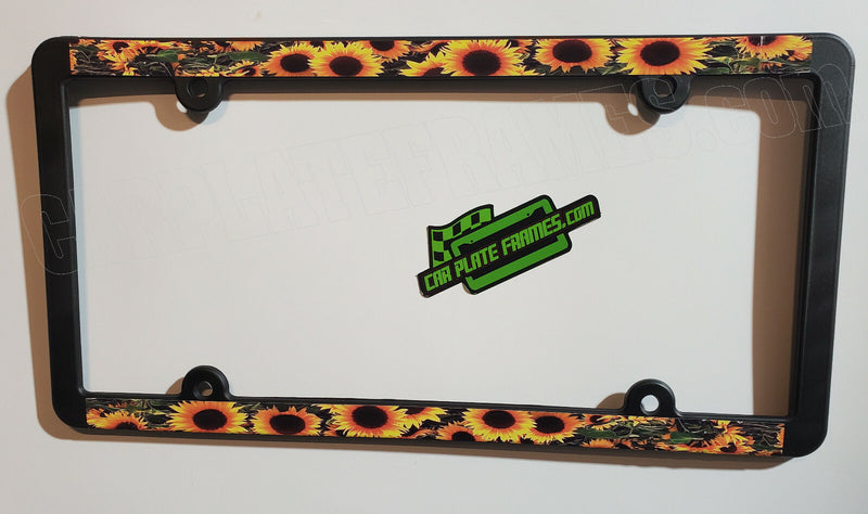 SUNFLOWERS THIN FRAME PLATE HOLDER TAG BRACKET License Plate Frame