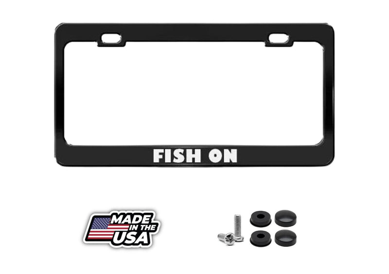 FISH ON FISHING Metal License Plate Frame Holder