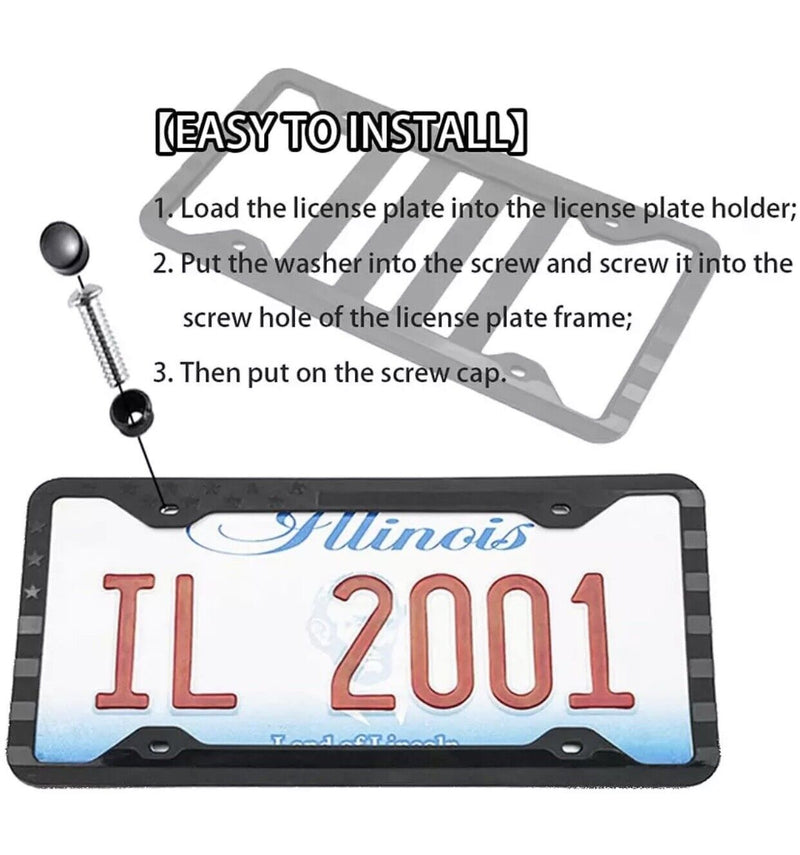 Silicone American Flag License Plate Frame 2 Pack Black License Plate Cover with