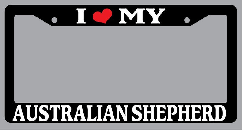 Black License Plate Frame"I Heart My Australian Shepherd" Auto Accessory Novelty  Mod-GRAPH9856236-2684