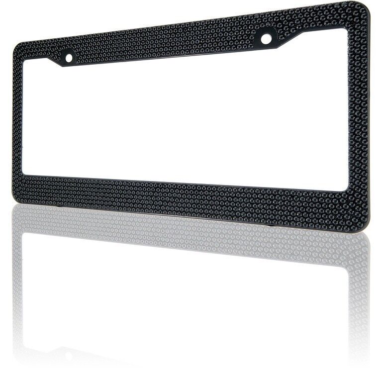 Black Diamond Bling Glitter Crystal Rhinestone Metal US Car License Plate Frame v3
