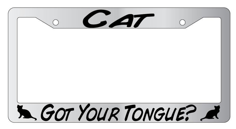 Cat Got Your Tongue? Chrome License Plate Frame  Mod-GRAPH9856236-4304