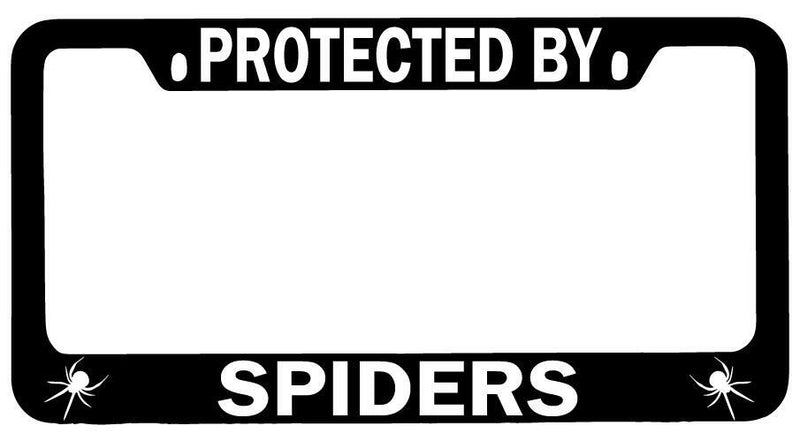 Protected By For Spiders Black METAL License Plate Frame Auto  Mod-GRAPH9856236-7839