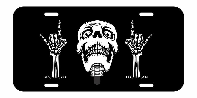 Skull Human Skeleton Human Peace Aluminum Metal Black License Plate