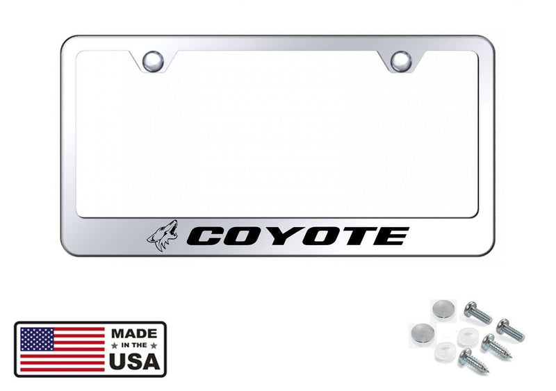 Ford Mustang GT Coyote Laser Etched Mirror Finish Stainless License Plate Frame