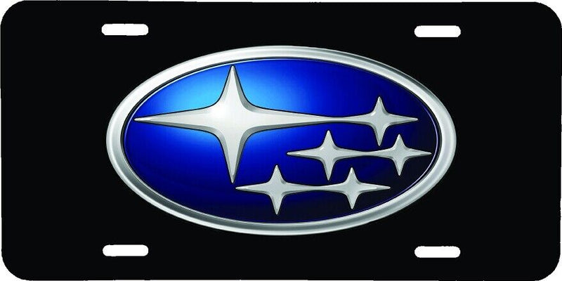 SUBARU LOGO WITH BLACK BACKGROUND VEHICLE LICENSE PLATE CAR FRONT TAG .040 GA