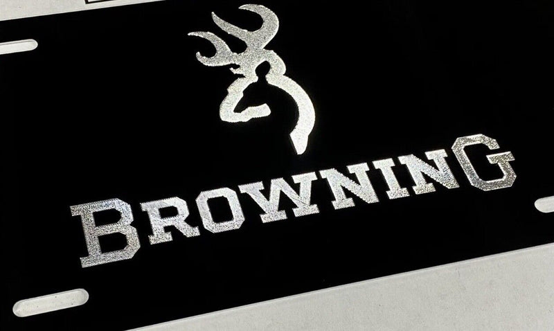 Engraved BROWNING Car Tag Diamond Etched Aluminum Vanity Front License Plate