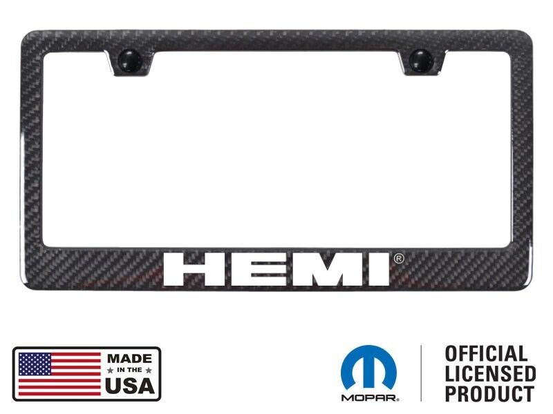 HEMI Logo Black Real 3K Carbon Fiber ABS Back License Plate Frame