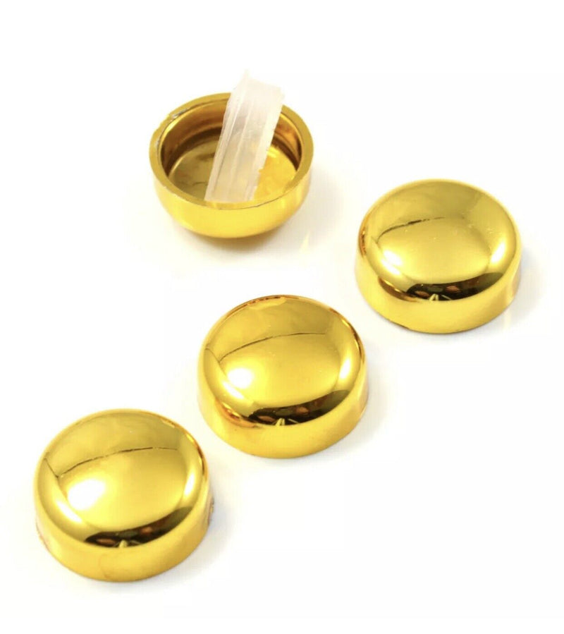 4 Gold License Plate Frame Screw Bolt Caps/Covers for Auto-Car-Truck-Motorcycle