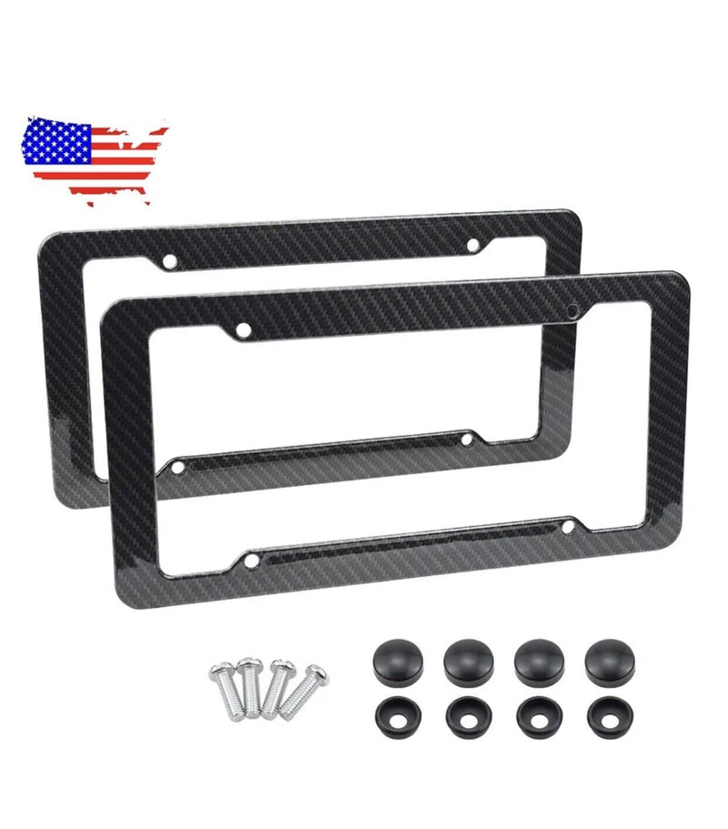 2PCS Car Auto Plastic Carbon Fiber License Plate Holder Frame Set Universal