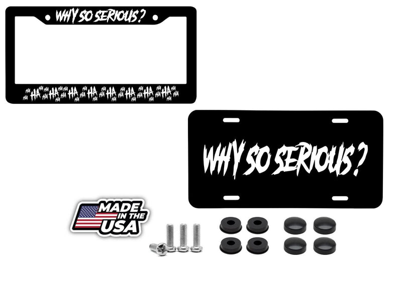 Haha - Why So Serious License Plate Frame - Joker Funny Cover Front - Back White