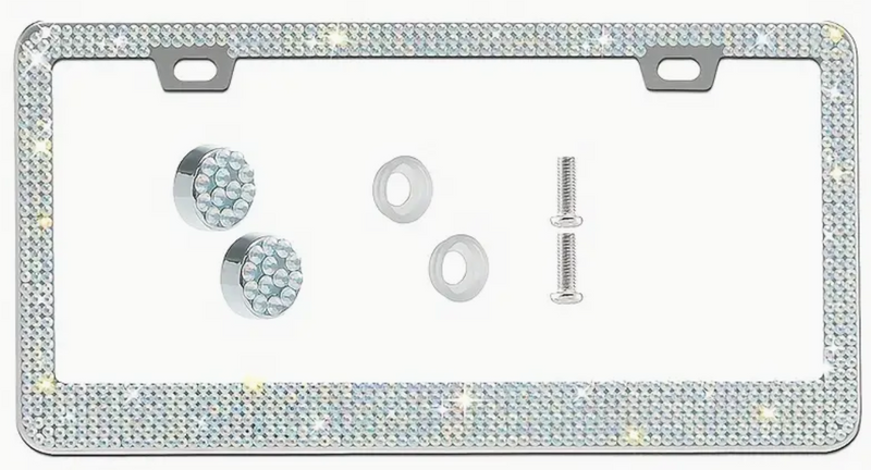 Unbreakable Bling License Plate Frame Glitter Crystal Sparkling Rhinestone Tag