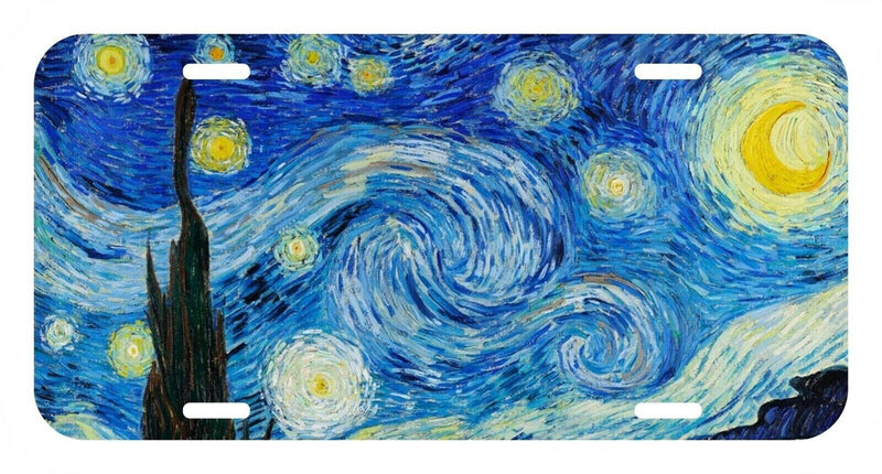 Starry Night Van Gogh Painting USA Metal Black License Plate