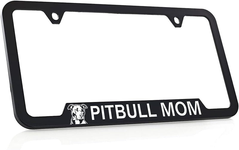Pitbull Mom (Dog Lovers) Universal Metal Auto License Plate Frame Car Tag Holder