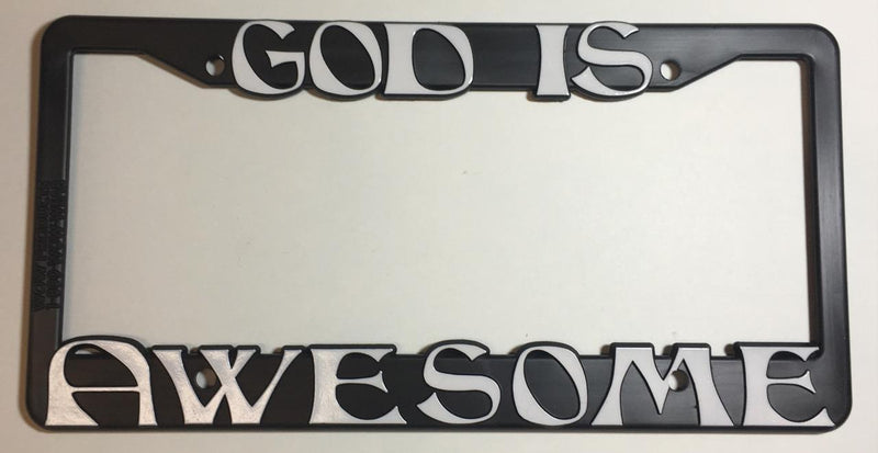 Black 3D License Plate Frame God Is Awesome Auto Accessory  Mod-GRAPH9856236-39