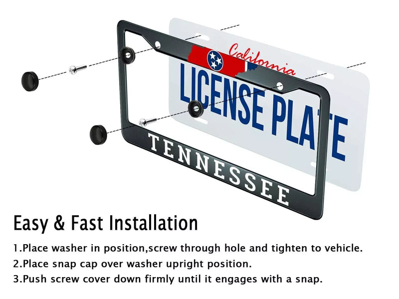 Tennessee State Flag License Plate Frame Including Mounting Hardware